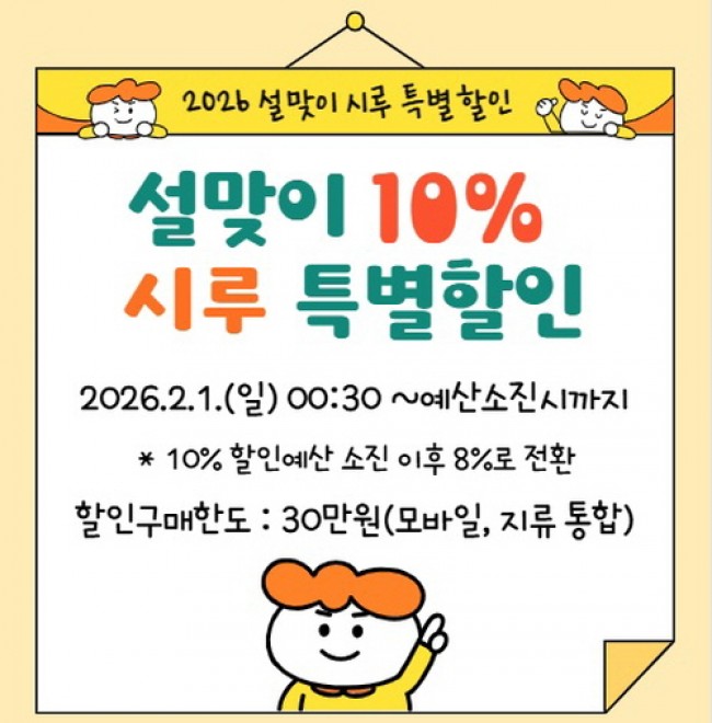 설맞이 시흥화폐 시루 10％ 특별할인 추진